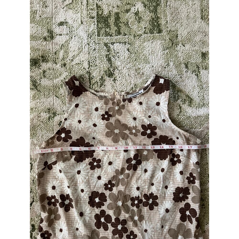 Vintage 90s Brown Floral Shift Dress | Mod Daisy Print Mini Dress - Picture 4 of 6